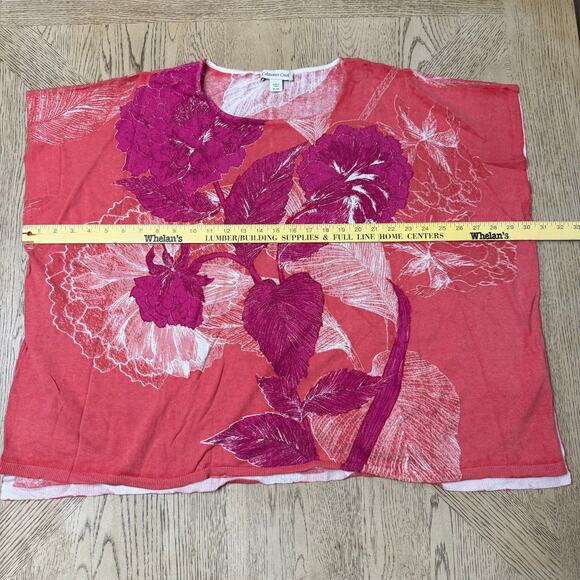 Coldwater Creek Pink Floral Silk Blend Oversized Top Poncho Like XL - Picture 7 of 8